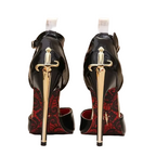Black Leather Pumps with Gold Sword Stiletto 12cm Heel & Red Sole