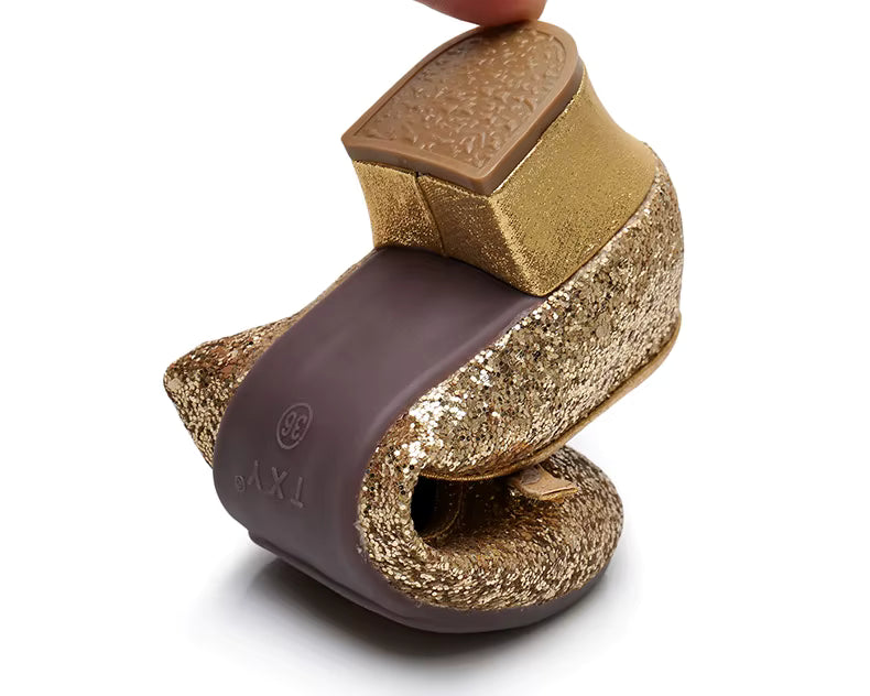 Gold Sequined Sparkly Professional Dance Shoes Flexible Sole