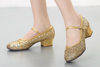 Gold Sequined Sparkly Ballroom Dance Shoes Flexible Sole