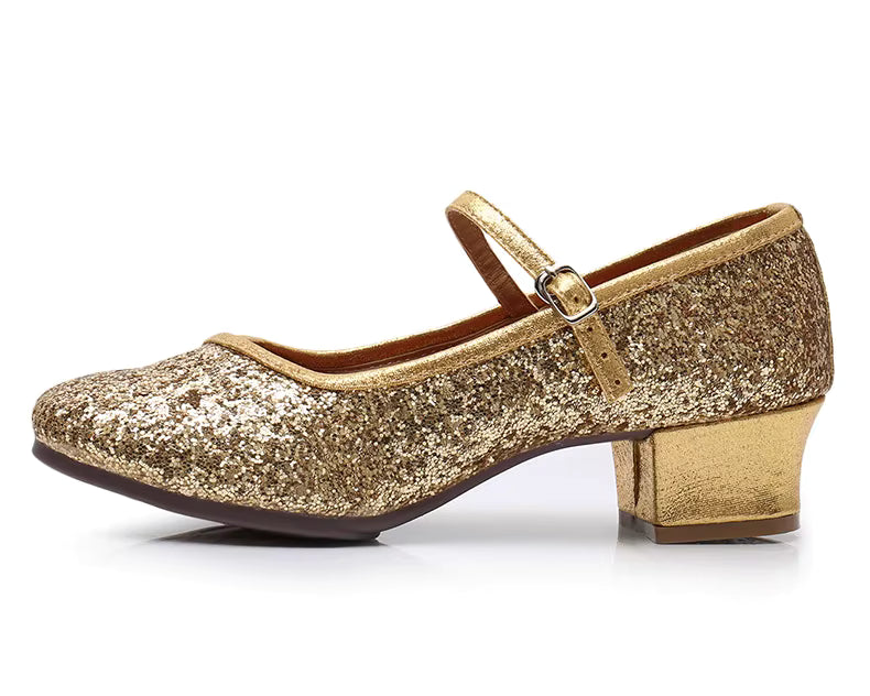 Gold Sequined Sparkly Professional Dance Shoes Flexible Sole