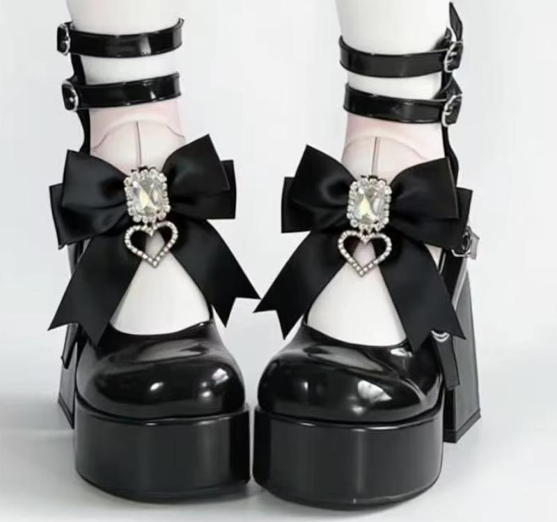 Pair of Large Satin Shoe Charms in Black Pink or Red
