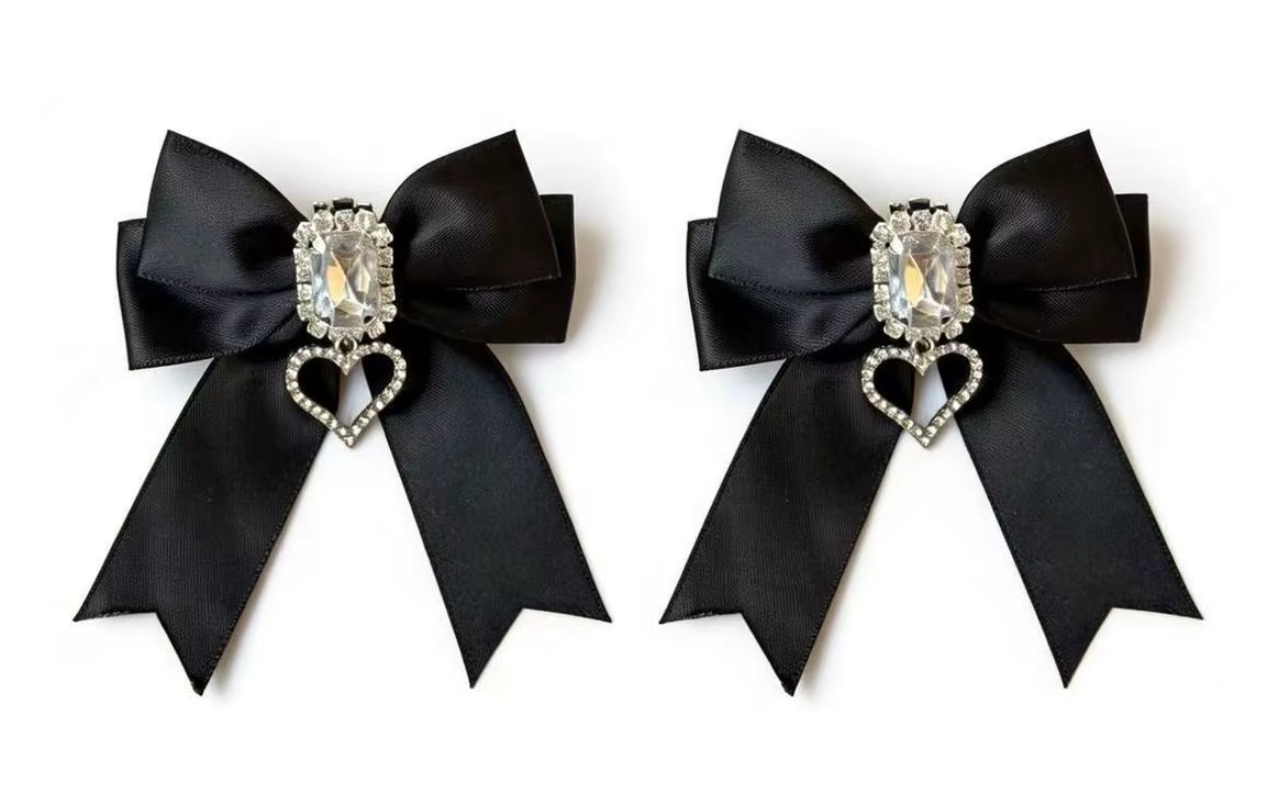Pair of Large Satin Shoe Charms in Black Pink or Red