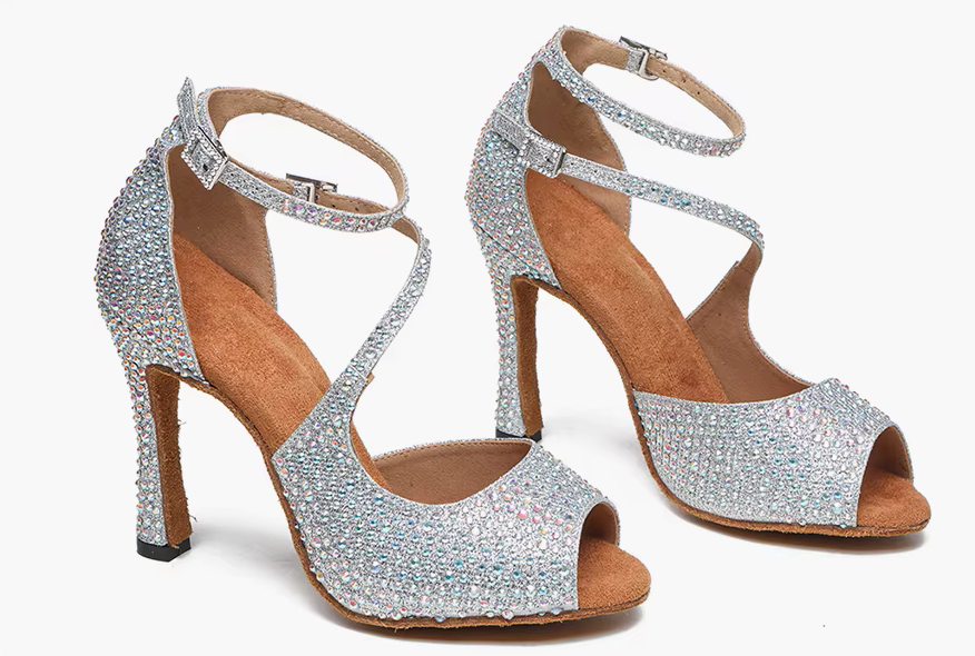 Deluxe Rhinestone Very High Heel Dance Shoes Ballroom Salsa