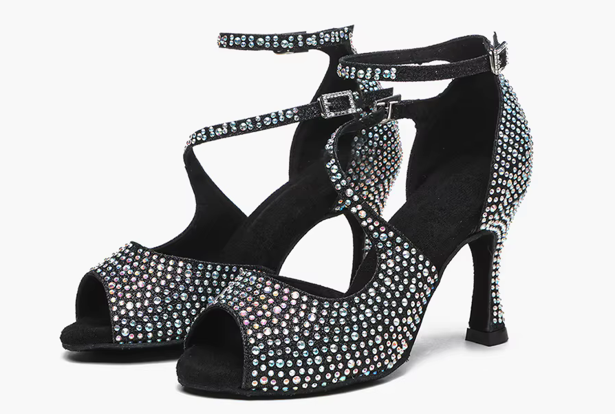 Deluxe Rhinestone Very High Heel Dance Shoes Ballroom Salsa