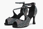 Gold or Silver Rhinestone High Heel Dance Shoes Ballroom