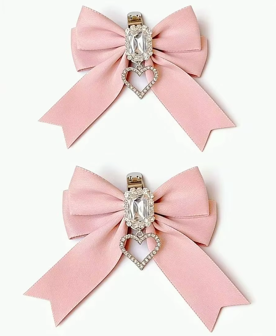 Pair of Large Satin Shoe Charms in Black Pink or Red