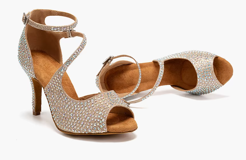Deluxe Rhinestone Very High Heel Dance Shoes Ballroom Salsa