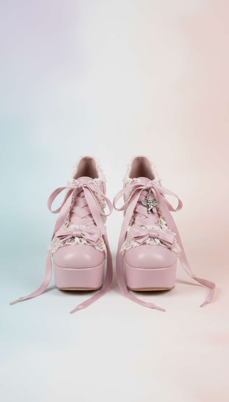 Powdered Rose lace-up platform