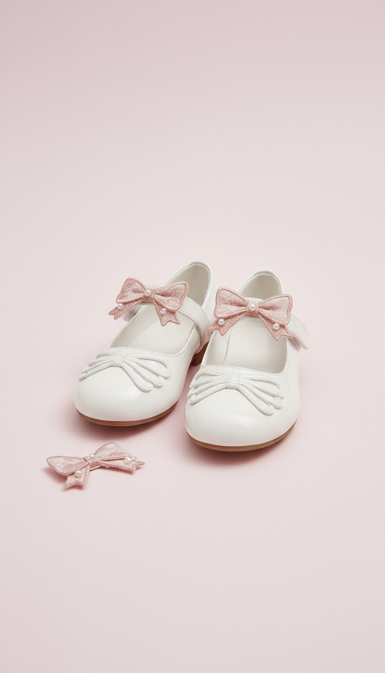 Cloud White patent Mary Jane with bow charm