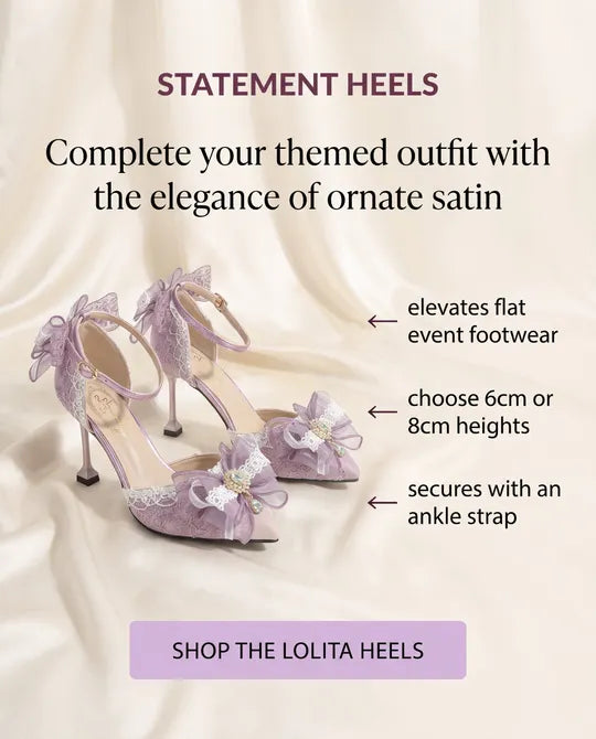 Purple Lilac Lolita Heels with Bows & Jewels