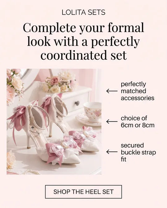Lolita High Heel Wedding with Pink Bows & Matching Bag