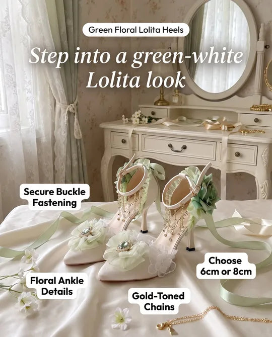 White with Green Roses & Anklet Shoes Fairytale Wedding