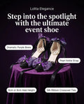 Black & Purple High Heel Lolita Pumps with Pearl Strap