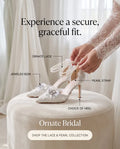 Ornate Ivory Bridal Shoes with Satin Bows & Pearl Straps