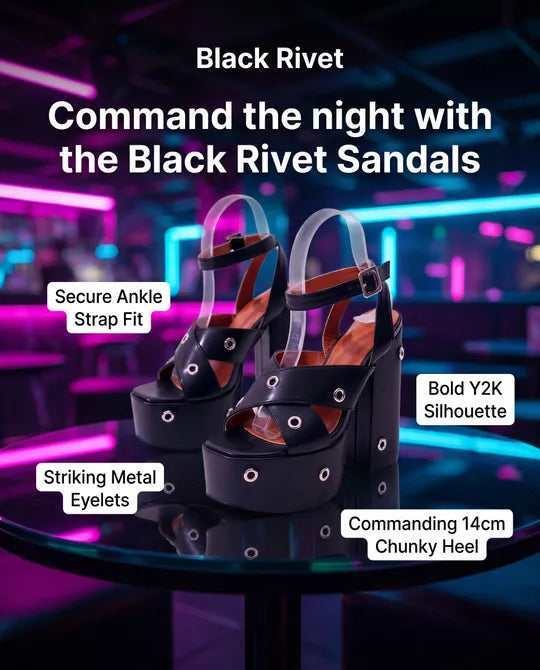 Black Cross Strap Goth Y2K Platform Sandals Shoes