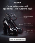 Black 14cm High Heel Goth Y2K Platform Shoes