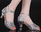 Gold Shiny Leather Ballroom Jazz Dance Shoes Indoor Outdoor