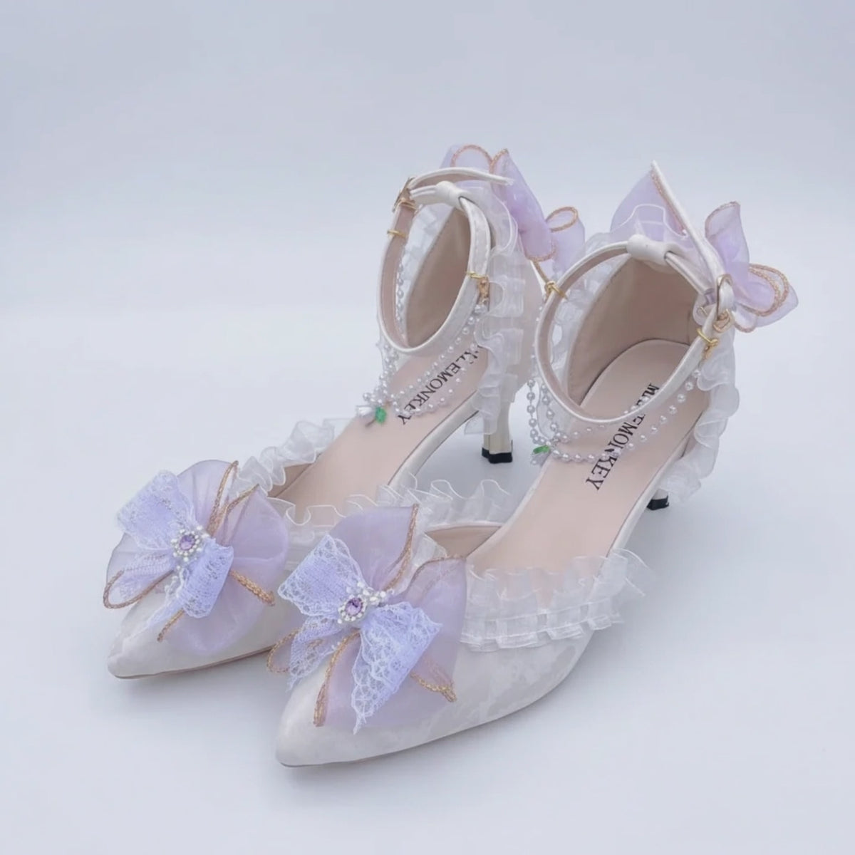 Lavender Light Purple High Heel Lolita Pumps with Anklet