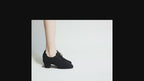 Professional Black Lace Up Dance Shoes with Square Heel